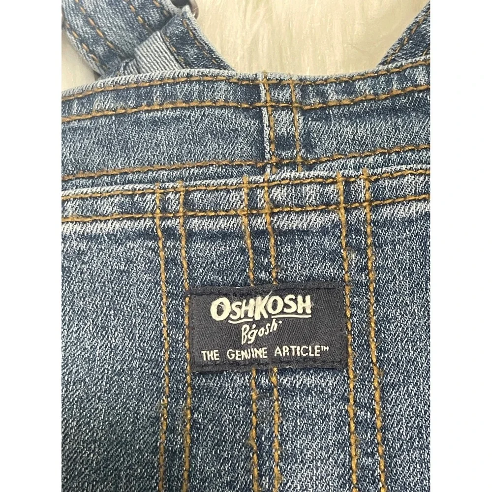 OshKosh B'Gosh Blue Denim Toddler Overalls Kids Size 24M Vestbak EST 1895 Used